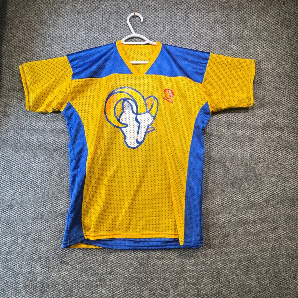 Triangle Sports LA Rams Shell Oil Reversible Mesh‎ Jersey Blue Gold Made in USA - Picture 4 of 6